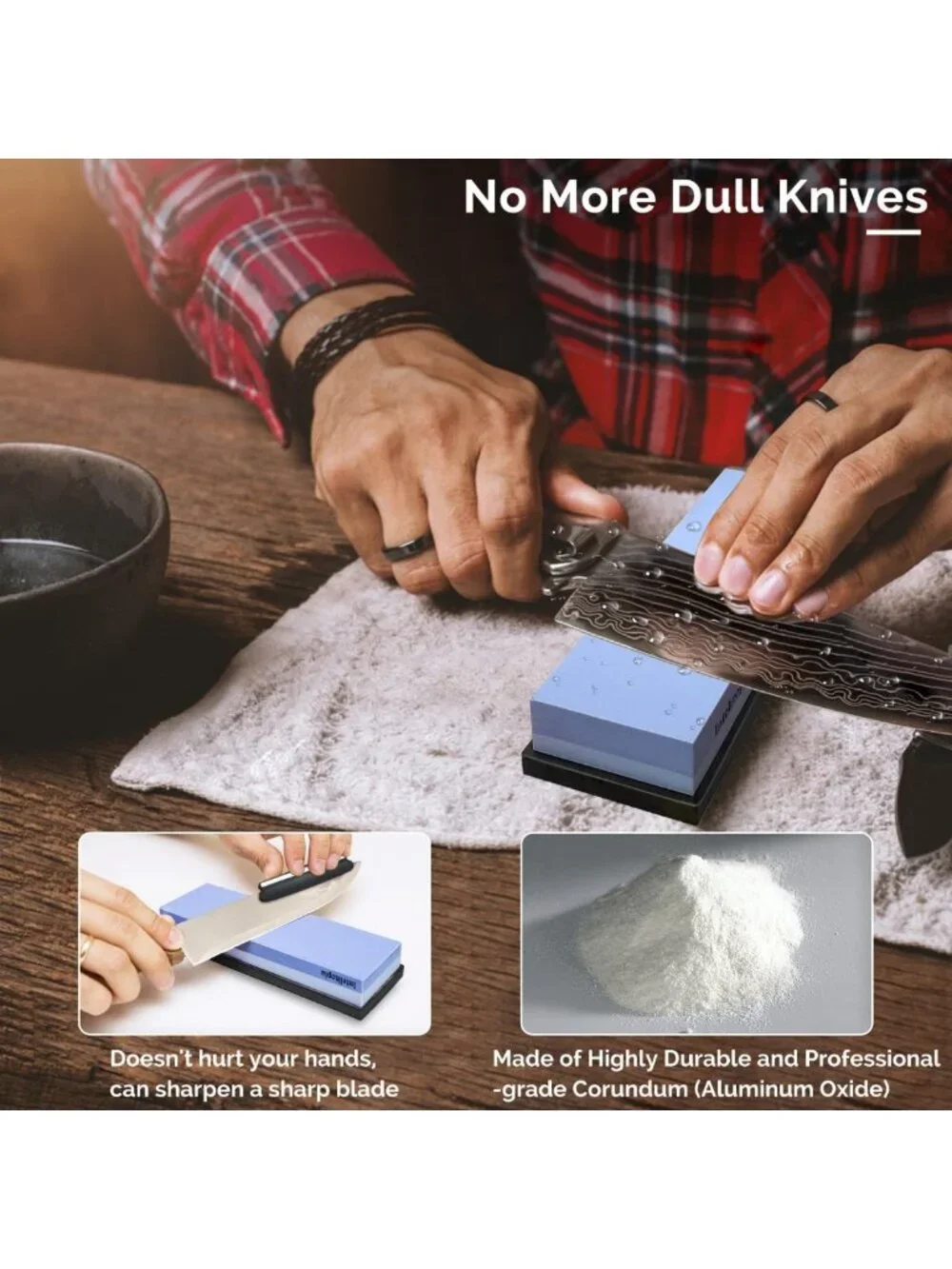 Complete Knife Sharpening Stone Set - Dual Grit Whetstone 400/1000 & 3000/8000